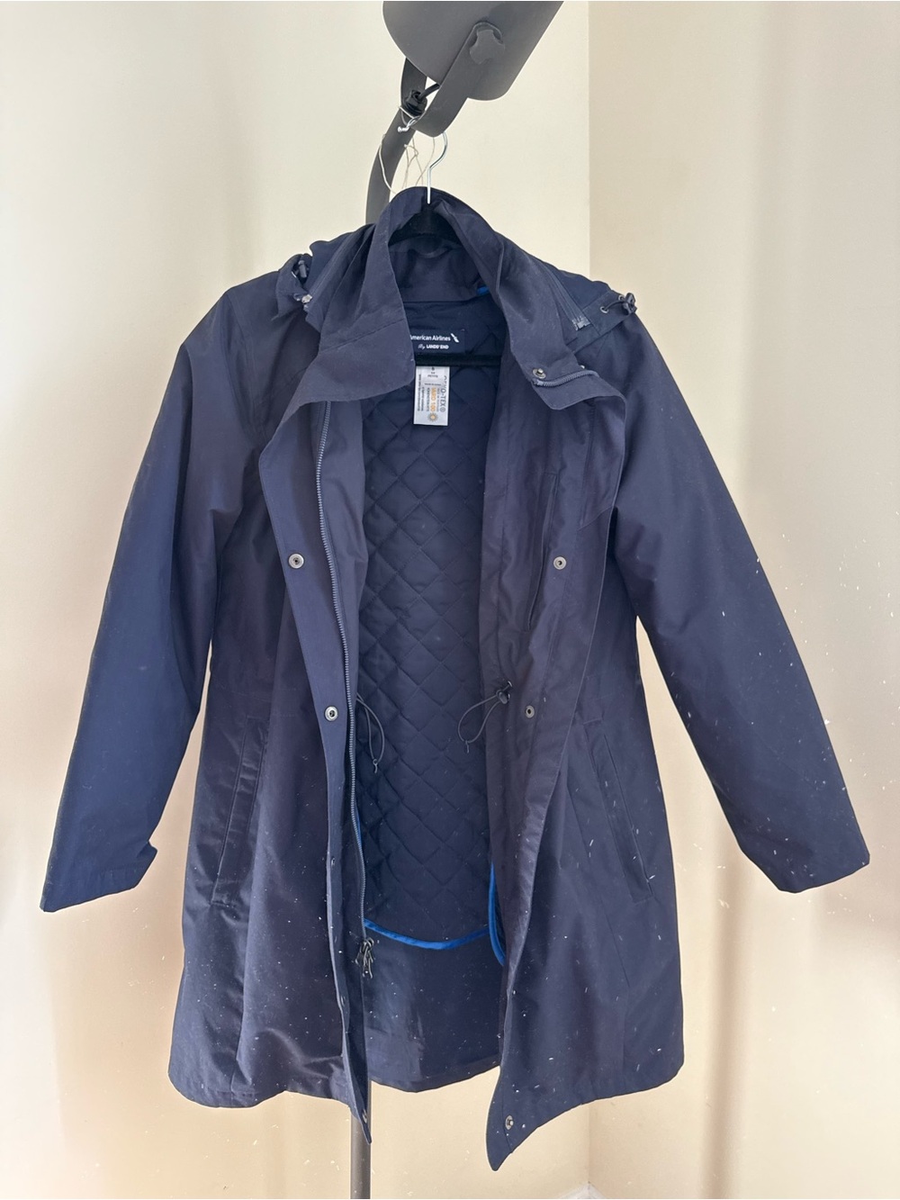 Women’s Navy Quilted Hooded Coat